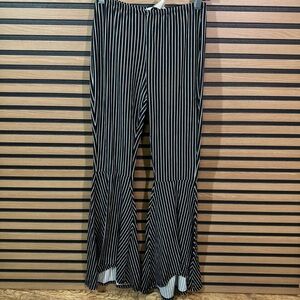 Molly & Erica Black & White Vertical Stripe Flared Pants